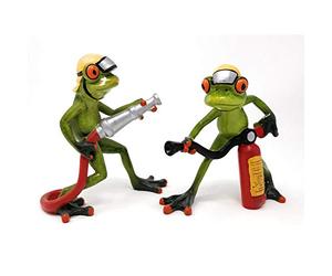 Doux Pompier Grenouille avec Tuyau Décoration Figurine Décoration Figurine Décorative Grenouille