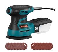 DOVAMAN ROS01A Ponceuse Orbitale, 350W Ponceuse Excentrique, 6 Vitesses, 13000 tr/min, Papier Abrasif 12 Pièces, Patin de Ponçage 125mm, Collecteur de Poussière, pour Surfaces en Bois et Acier -Orange