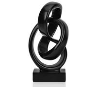 DOVDOV Sculpture Abstraite Noire en Nœud, Décor Géométrique, Pièce Décorative Noire pour Table Basse de Salon ou Étagère, Table Basse de Bureau ou Décor de Console d’Entrée.