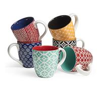 DOWAN - 6 x 560 ml Tasse à café en grès / Ensemble de tasses - Mug Motif Classique Oriental - Grandes Tasses à Thé, Café et Chocolat Chaud - Grand Cadeau pour les Amoureux - Multicolore