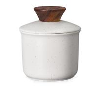 DOWAN Beurrier à Eau en Nouvelle Porcelaine Tendre, 6,5 oz / 200 ml Boite a Beurre, le Beurre est Frais, Doux et Tartinable - Blanc Vanille
