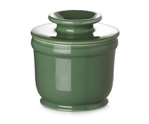 DOWAN Beurrier en Porcelaine, Pot à Beurre Français avec Couvercle pour Récipient à Beurre Frais Doux pour Beurre Fraîchement Aromatisé, pour le Petit Déjeuner, Passe au lave-vaisselle, Vert
