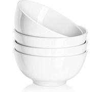 DOWAN Bols à Céréales, 1100ml/ø18cm Bol à Soupe en Ceramique, Bols de Service Grandes pour Salade/Ramen, Passé au Micro Onde pour Déjeuner | Riz | Pates | Nouilles | Pho - Lot de 4, Blanc