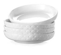 Bols à pâtes - DOWAN - 25cm - 1597ml - Ensemble de 4 - Porcelaine blanche