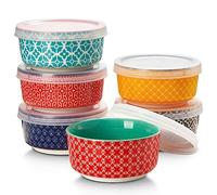 DOWAN Ramequins Lot de 6 Bols à Trempette en Porcelaine 176 ml avec Couvercles - Bol Empilable pour Sauce, Collation, Dessert, Tapas, Bol à Crème Brûlée, Multicolore