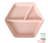 Dowbom Assiettes de contrôle des portions, assiettes divisées pour adultes, assiettes bariatriques pour le contrôle des portions, plateau à déjeuner réutilisable à 3 sections (22,9 cm, rose),
