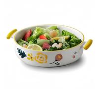 Dowbom Plat de cuisson en céramique pour four, cocotte ronde pour four, ustensiles de cuisson vintage en céramique (B, 1,2 l)