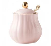 Dowbom Sucrier avec couvercle et cuillère, pot à sucre en porcelaine de couleur unie, pot à sel, pour café, bar, restaurant (rose, 283,5 g), DB-TG-001