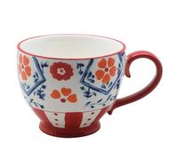 Dowbom Tasse à soupe en céramique avec poignée, 450 ml, petit bol à soupe, bol à micro-ondes à motif floral (A)