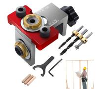 Dowel Jig Drill Kit, Locator de forage du bois Guide de forage réglable | Kit de trou de forage, gabarit de cheville centrale, outil professionnel des joints de Standard (anneau d'arrêt en laiton)