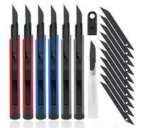 DOWELL Couteau utilitaire Coupe-boîte Couteau de passe-temps rétractable 6 pièces avec 20 lames SK5 à clipser de 9 mm Poignée en aluminium pour découper des boîtes en carton ou bricolage