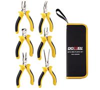 DOWELL Ensemble de 6 mini pinces avec pince à bec aiguille, pince diagonale, pince à bec long, pince à bec plié, pince coupante en bout et pince de ligne pour la fabrication d'artisanat et la