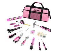 DOWELL Ensemble d'outils rose 140 pièces pour femmes, filles, dames, Set d'outils ménagers avec sac de transport de 35,6 cm
