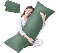 DOWNCOOL Coussin de Luxe pour Tout Le Corps avec Housse en Fibre - Oreiller de Corps Ultra Doux pour Dormir - Coussin Long et Respirant, 50,8 x 137,2 cm, Vert Sauge, avec Housse