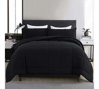 DOWNCOOL Parure de lit 3 pièces en Duvet Alternatif Toutes Saisons avec 2 taies d'oreiller - Lit Double - Noir (208,3 x 218,4 cm)