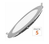 Downlight Dalle LED Extra Plate Ronde ALU 18W - Pack de 5 - Blanc Neutre 4000K - 5500K