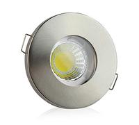 Downlight LED Brossé blanc neutre 7 Watt super plat rond 230V - convient pour salle de bain, extérieur, IP44 - avec ampoule et douille GU10 - trou de forage Ø55mm - encastré -