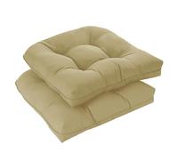 downluxe Lot de 2 Coussins de Chaise d'extérieur touffetés imperméables et surrembourrés en Mousse à mémoire de Forme pour Meubles de terrasse - 48,3 x 48,3 x 12,7 cm - Kaki