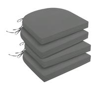 downluxe Lot de 4 Coussins de Chaise d'extérieur imperméables en Mousse à mémoire de Forme avec Attaches pour Jardin et terrasse - 43,2 x 40,6 x 5,1 cm - Gris foncé