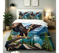 Dozrmey Housse de Couette 240x260 cm, Aigle Bleu, AQ5016 | Microfibre Épaisse, avec 2 Taies d’Oreiller, avec 4 Liens Intérieurs, Fermeture Éclair Longue, Coutures Renforcées, Adulte