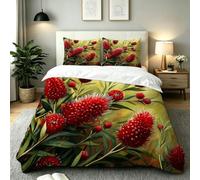 Dozrmey Housse de Couette 240x260 cm, Plantes Rouges, AQ5280 | Microfibre Épaisse, avec 2 Taies d’Oreiller, avec 4 Liens Intérieurs, Fermeture Éclair Longue, Coutures Renforcées, Adulte