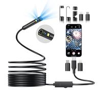 DPduct Caméra Endoscopique à Double Objectif HD 1920,Caméra d’Inspection Type C,7,9 mm Lumière 8+1,Endoscope Étanche IP67,Câble Semi-Rigide Serpent 5 m,Sans Wi-Fi,Compatible Android,iOS,iPhone,iPad