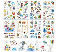 DPKOW 24 x Sports Hiver Autocollants Stickers pour Artisanat Scrapbooking Album Bullet Journal, Sports Hiver Gommettes Stickers Médailles Drapeaux Torche Athlète Flocons de Neige Ski Patinage Luge