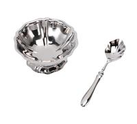 Dpofirs à Dessert en Acier Inoxydable 304, Bol à Glace à Pied | Tasse à glace sur pied avec cuillère, facile à nettoyer, pour dessert à la crème glacée et aux fruits, 4,1x1,8 pouces