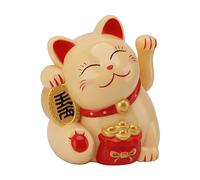 Dpofirs Chat Porte-Bonheur à Bras ondulé électrique, Statue de Chat Porte-Bonheur de 5,5 Pouces avec Bras Mobile à Piles pour Bureau, Maison, Voiture, Magasin, café, Décoration (MLY11020-2 Jaune)