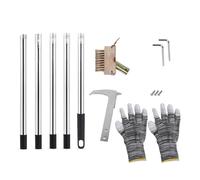 Dpofirs Crack Weeder Tool, Désherbeur de Jardin pour Sols Durs (5 | Crochet 2 en 1 en acier inoxydable et brosse en laiton, poteau réglable à 5 sections avec tête amovible pour jardin, allée,