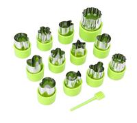 Dpofirs Ensemble d'emporte-Pièces en Acier Inoxydable de 12 Pièces avec Tige de Démoulage, Ensemble de Moules de Coupe de Pâte et de Fruits en 12 Formes pour la Pâtisserie, la Création Artistique