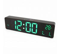 Dpofirs Horloge Murale Numérique 10 Pouces, Horloge LED avec Affichage de la Température 12/24 Heures, Horloge LED Rétroéclairée Verte Silencieuse Alimentée par Batterie pour Chambre à