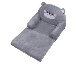 Dpofirs Pliable Canapé Enfant Chien Gris Cartoon Chaise Tout-Petit (2 | Mini canapé doux et respirant pour lire, se détendre, dormir, poignée large, fermeture éclair facile à nettoyer
