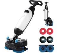 DPQYJPP Autolaveuse compacte Professionnelle avec réservoirs séparés de 5.5 L et 8.5 L, brosses de Nettoyage motorisées de 45 cm (18 Pouces), sans Fil et alimentée par Batterie 36 V. White