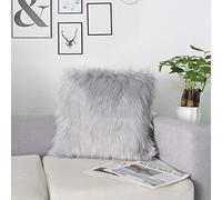 DQMEN Housse de Coussin, Fausse Fourrure Deluxe Décoratif Canapé Chambre Lit Super Doux Peluche Mongolie Taie d'oreiller (Gris, 45 x 45cm)