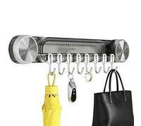 Dqsgiqe Patère de cuisine sans perçage avec ventouse | 8 crochets, rail réglable, pour la maison, l'appartement, la salle de bain, l'éponge, la planche à découper, spatule, chapeau, manteau