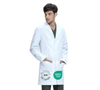 Dr. James Blouse Blanche de Laboratoire Homme 100% Coton Premium, Coupe Ajustée (Tailored Fit), Fermeture à Boutons, Poches Smartphone & Tablette, Longueur 97 cm (38"), Tissu Certifié OEKO-TEX®