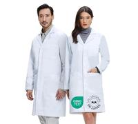 Dr. James Blouse Blanche de Laboratoire Unisexe 100% Coton Premium, Homme & Femme, Coupe Classique (Regular Fit), Fermeture à Pressions Cachées, Poches Smartphone, Tissu Certifié OEKO-TEX®