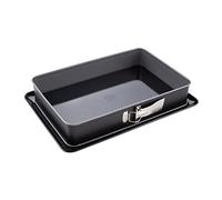 Dr. Oetker 1122 Moule à gâteau à charnière, Plat four, Moule rectangle à charnière, Moule à pâtisserie, Plat de cuisson, Acier émaillé, 38 x 25 x 7 cm