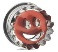Dr. Oetker Emporte-pièce poussoir Linzer – Acier inoxydable – 5 x 4 cm – Tampon smiley