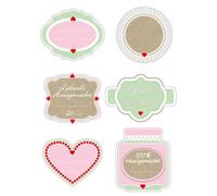 Dr Oetker 3222 Étiquette confiture, Étiquette conserve, Étiquette bocaux en verre, Étiquette pot de confiture, Étiquette, Lot d’étiquettes, Vert, Rose, Marron, Blanc