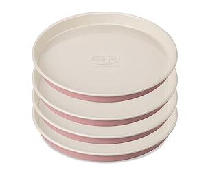 Dr. Oetker 4654 Set de 4 moules pour gâteaux à étages, set layer cakes, moules design rétro, moules à gâteaux antiadhésifs, Acier inoxydable, Céramique, Rose, Blanc, Diamètre 17 cm
