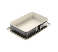 Dr. Oetker 4860 Moule à gâteaux, Plat four, Moule rectangulaire à charnière, Moule à charnière, Moule rectangulaire, Acier inoxydable, Céramique, Crème, Gris anthracite, 28 x 18 x 7 cm