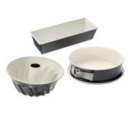 Dr Oetker 4869 Set de 3 moules à pâtisserie, moule à manqué, moule à charnière, moule a gâteau, moule à cake, moule à pain, moule à kouglof, anti-adhésif, Acier, céramique