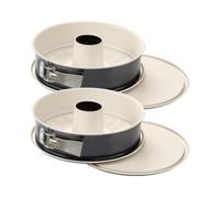 Dr. Oetker 9330850B Lot de 2 moules en métal à manqué avec charnière, à gâteau, rond, savarin, Acier, Crème, Gris Anthracite, 28 cm x 7,5 cm