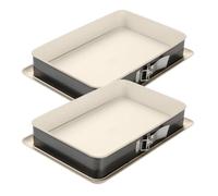 Dr. Oetker Lot de 2 moules rectangulaires à charnière 38 cm | Cuisson sans accroche, Lot de 2 pour doubler les fournées, Format 38 x 25 x 7 cm, Acier robuste, Gâteaux gratins lasagnes