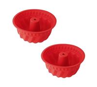 Dr. Oetker 9926450 Lot de 2 moules à Kougelhopf, 2 Moules à gâteaux, Moule silicone, Moule à kouglof, moules à gâteaux en silicone, Silicone, Rouge, 21,5 cm