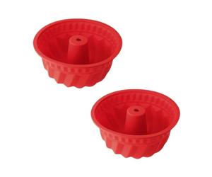 Dr. Oetker 9926450 Lot de 2 moules à Kougelhopf, 2 Moules à gâteaux, Moule silicone, Moule à kouglof, moules à gâteaux en silicone, Silicone, Rouge, 21,5 cm
