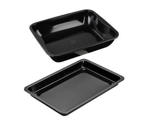 Dr. Oetker 9929450 Set de 2 Plats à Four, Plat de Cuisson, Plaque à pâtisserie, Plat Four, Plaque pâtisserie, Acier, Email, Noir, 42 x 29 x 4 cm et 40 x 34 x 8 cm