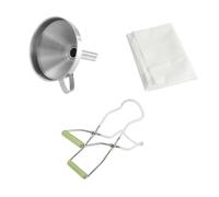 Dr Oetker 9941850 Set de 3 ustensiles pour Confiture, Pince à bocaux, Entonnoir à Confiture, Filtre pour Confiture, pince pour pot à confiture, Tissu non tissé, Acier inox, plastique, 75 x 75 cm